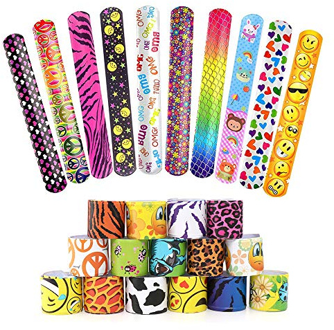 YiliYa Slap Bracelets 25 PCS Slap Bracelets à Claquer pour l'anniversaire Anniversaire Enfant Parti Sac Remplisseurs Cadeau Party Favors pour Filles Garçons