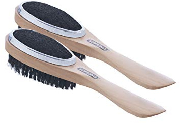 Superio Fusselbürste für Kleidung, 2er Pack, 3 in 1 Kleiderbürste – Doppelseitiger Holzgriff, Kleiderbürste, Fusselbürste für Anzug, Wollmantel, entfernt Haustierflusen und Staub und Schuhlöffel