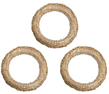 Corone di paglia, 3 pezzi | Diametro di 30 cm, spessore di 5 cm | DekoPrinz | corona per porta, corona per decorazione, corona in grezzo (non rifinita), anello di paglia