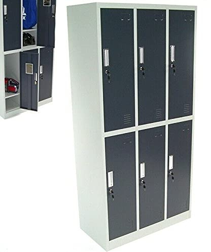 D+L Spind 6-Fächer Sechserspind Garderobenschrank 57022 Umkleidespind Metall Schrank Schließfach Spind Umkleideschrank Kleiderschrank AWZ