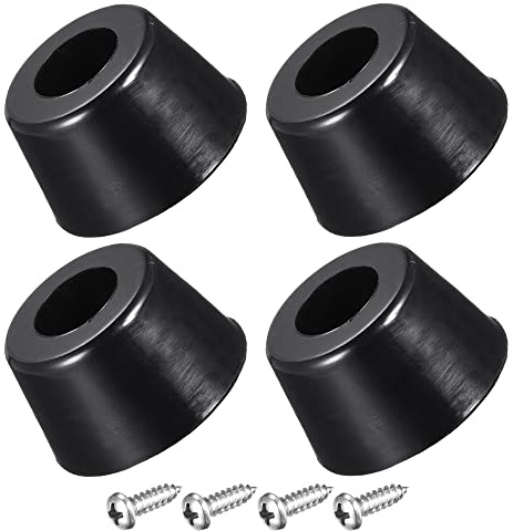 sourcing map 19mm W x 11mm H Round Rubber Bumper Feet, Stainless Steel Screws and Washer for Furniture, Electronics, Non-Slip 4pcs