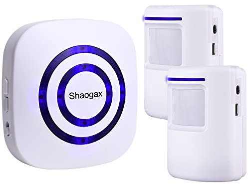 Shaogax - Sistema di allarme con sensore di movimento, sicurezza domestica wireless, allarme di accesso interno, allarme di movimento, allarme con 2 sensori e 1 ricevitore, 38 suonerie