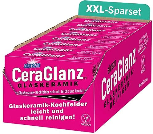 abrazo CeraGlanz Glaskeramik - 16 Ceranfeldreiniger 8x2 Stk. - Glaskeramik Reiniger, Ceranfeld Reiniger, Herdreiniger, Herd kratzfrei reinigen