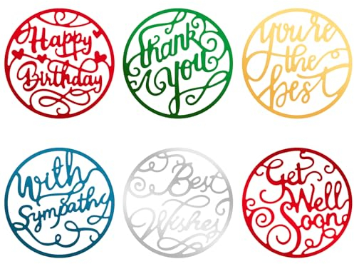 ORIGACH 6 Pcs Blessing Words Metal Cutting Dies Circle Greeting Words Die Cuts Embossing Stencil Template for Birthday Card Making and Scrapbooking