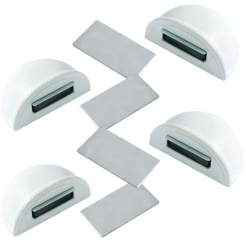 Fermaporta magnetico - Fermoporta da pavimento 4 pezzi - Fermaporte da terra adesivi - Blocca porta da pavimento bianco - Paracolpi porta