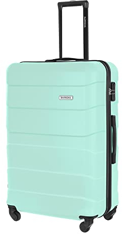 BARRENS Großer Koffer Zwillingsrollen Hardcase Reisekoffer Koffer Trolleys Hartschale Rollkoffer Groß mit 4x360° Grad Rollen Hartschalenkoffer Airline-kompatibel Hartschalenkoffer XXL Reise (Minze)