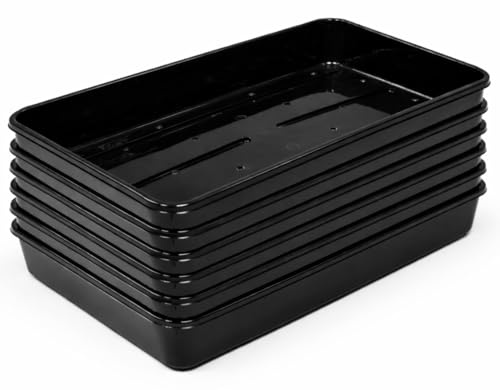 Muddy Hands Pack of 6 Heavy Duty Plastic Seed Trays – Seedling, Germination & Propagation Trays with Drainage Holes for Garden or Greenhouse