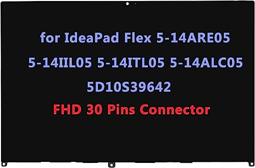 14.0 Replacement for Lenovo IdeaPad Flex 5-14ARE05 5-14IIL05 5-14ITL05 5-14ALC05 5D10S39641 5D10S39642 81X2 81WS 81X1 82HS 82HU 82LT FHD-IPS LCD Display Touch Screen Digitizer Assembly Bezel