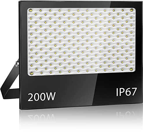 YZYFACAI Foco Led Exterior 200W, IP67 Impermeable Proyector LED Exterior, 7000 K Blanco Frío, 20000 lm, Superbrillante Foco LED， Patio, Garaje, Entrada, Fábrica