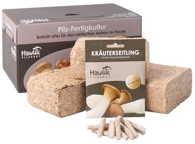 Hawlik Pilzbrut – Set di aiuole a base di erbe – Facilissimo da coltivare da soli nel proprio giardino – Set di funghi – Set ideale per la coltivazione di funghi per il giardino