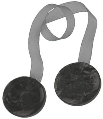 Fermatende in coppia con calamita in madreperla per cucina sala soggiorno semplici moderno interno a bottone tinta unita adattabile a tutti tipi di tende (Nero bottone)