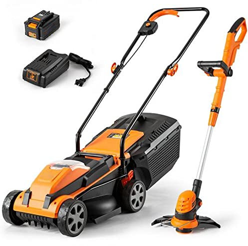 AMYYTL Cortacésped eléctrico inalámbrico portátil, cortacésped autopropulsado, Kit Combinado de cortacésped, batería y Cargador de 24V 4.0Ah