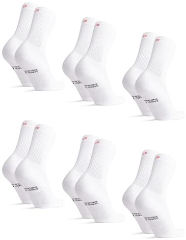 DANISH ENDURANCE Calcetines Deporte Tenis Unisex, 3 o 6 Pack, Blanco, 43-47