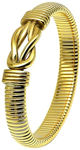 JewelryWe Infinity Armreif Elastisch Armband, 12mm Breit Edelstahl Chunky Unendlichkeitszeichen Stretch Armband Retro Hip Hop Punk Dick Armspange Manschette für Herren Damen