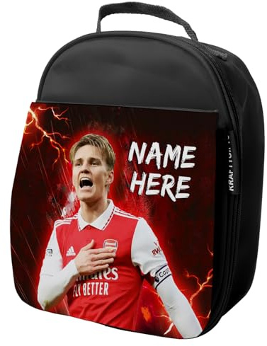 KRAFTYGIFTS Personalised Odegaard Lunch Bag Arsenal Football Legend Boys School Nursery Insulated Lunchie Box Lunchbox Snackbox NL39