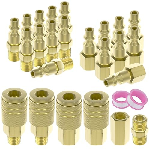 Ailbiuko 26 Pcs Air Coupler & Plug Kit,1/4 NPT Air Tool Fittings Set,Quick Connect Air Hose Fittings Air Compressor Accessories