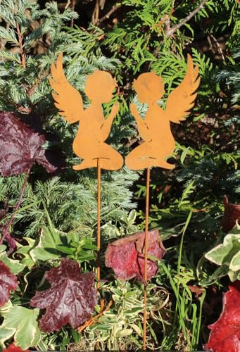 LB H&F Grabstecker Blumenstecker Engel Gesteck Deko Grab Metall Rost Grabengel (Engel)