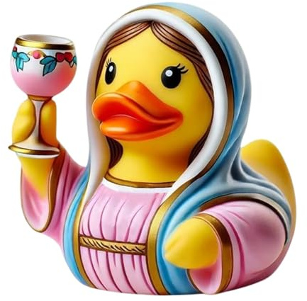 Generisch Jesus Ente Christliche Geschenke 9 cm Jesus Gummiente Statue Harz Lustige Jungfrau Maria Ente Figur Schreibtisch Ornament Christliches Deko