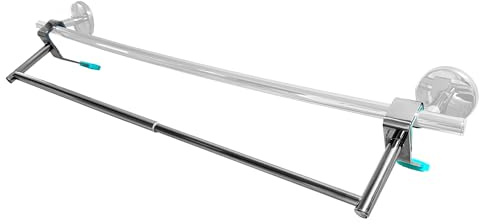 Bathroom Towel Rack Extender, The Magic Bar, Doubles Your Towel Space Fits Almost Any Towel Bar or Shower Walls, No Tools Required, Expands from 14.5 to 25.5 Inches, Chrome