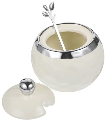 VICASKY pot à épices bidon de sucre conteneur de morceaux de sucre portable couvercle sucriers pour pot à condiments ménager pot à condiments de cuisine céramique blanche