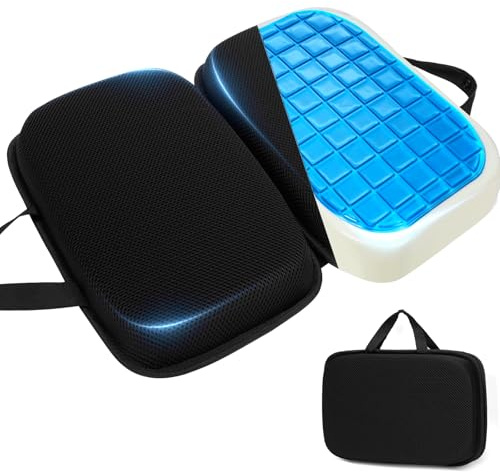 Sino Selected Ergo-Gel Airplane Seat Cushion, Gel-Infused Memory Foam Seat Cushion, Foldable Chair Cushions for Office, Car, Travel, Ergonomic Support & Cooling Design, All-Day Portable Comfort