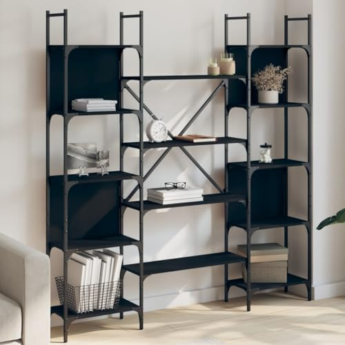 WSJHUHK Meubles, étagères, bibliothèques et étagères debout, bibliothèque noire 155,5 x 24 x 166,5 cm en bois d'ingénierie