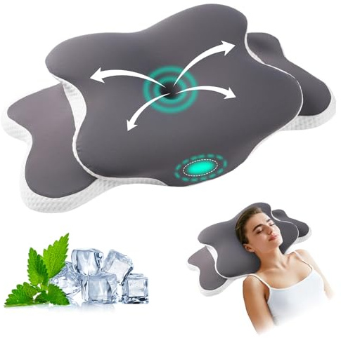 Refein Cuscino in memory foam, supporto cervicale ortopedico per dormire per alleviare il dolore alle spalle, cuscini ergonomici per chi dorme sul lato posteriore dello stomaco, grigio