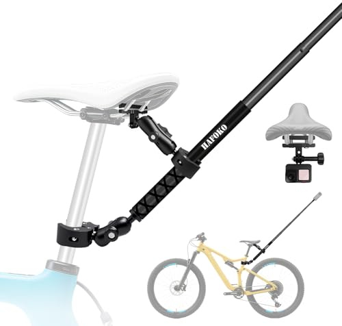 Fixation Arrière Vélo w 47” Invisible Perche Compatible pour Insta360 X6-X | Compatible pour DJI Action 6/5/4/3, Osmo 360, Pocket 4pro/4/3,Nano,Tube 15-45mm,Anti-Vibration,1/4”, Résistant Pluie/Boue