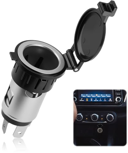 12V-24V Car Cigarette Lighter Female Socket, 120W Waterproof Car Cigarette Lighter Outlet Part with Dustproof Cover Marine Grade Female Plug for Cars Motorcycles Boats Tractors Trucks