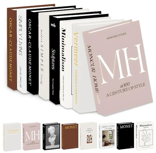 8 PCS Decorative Books, Stacked Fake Books, Fashion Storage Books for Home Decor, Hardcover Display Books Easy to Assemble Create a Sophisticated Atmosphere for Coffee Table Bookshelf Living Room