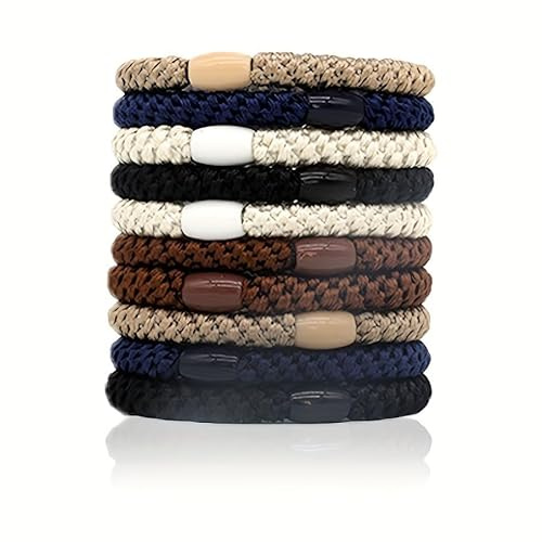 Bunte Haargummi, 10 Stück Haargummis Damen Mehrfarbigen, Originelle Bunte Geflochtene Haargummis, Modisch Bunt, Geeignet Für Dickes, Glattes Und Lockiges Haar (Dunkel)