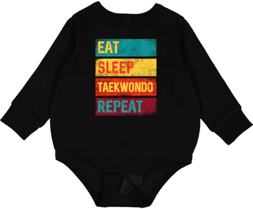 inktastic Martial Arts Eat Sleep Taekwondo Repeat Baby Fleece Bodysuit 12 Months Black 34558