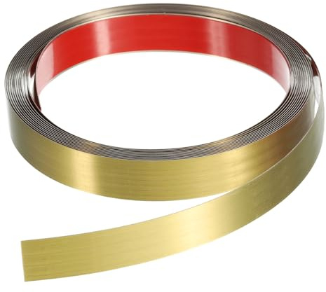 QUARKZMAN 16.4ft x 0.79 Moulure Murale Adhésive À Décoller Et À Coller, Finition Brossée En Acier Inoxydable, Bande Métallique Pour Bordure De Mur Plafond Sol Carrelage Armoire, Doré