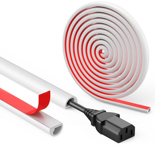 ANOMM Canaletas para Cables Blanco, Canaleta Cables Pared Adhesivo para Cable Eléctricos, Apertura Lateral, Ocultador, Canal Pequeña de TV para Sistema, Cable en el Suelo de la Pared, Blanco (3M)