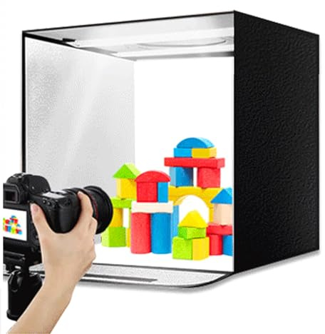 XUMIUZIY 15,7 X 15,7 Tums Fotostudiolåda med 72 LED-ljus, Bärbart Hopfällbart Fotoljustält med CRI >95, 3000K Till 6000K Justerbart för Smycken Matproduktfotografering