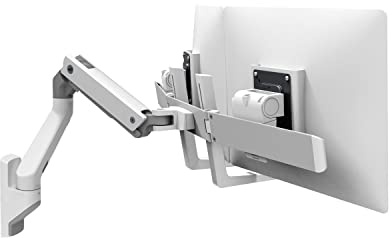 ERGOTRON HX Dual Monitor Arm in Weiß - Wandhalterung mit patentierter CF-Technologie für 2 Bildschirme bis 32 Zoll, 29.2cm Höhenverstellung, VESA Standard und 10 Jahre Garantie