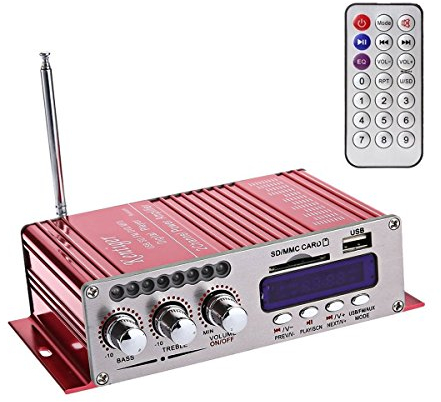 DollaTek 12V Amplificatore Audio Digitale Stereo Hi-Fi Dvd USB SD FM Stereo Audio MP3 Autoradio Altoparlante Bluetooth Amplificatore HiFi Mini 2 canali Display Digitale Lettore di Potenza