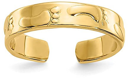 Diamond2Deal Zehenring für Damen, 14 Karat Gelbgold, Fußabdrücke