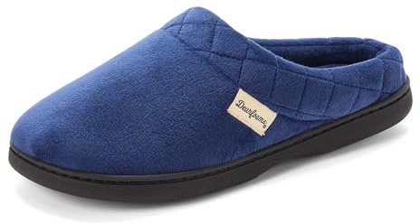 Dearfoams Women's Indoor/Outdoor Memory Foam Darcy Microfiber Velour Clog, Wide Widths Slipper, Peacoat, X-Large