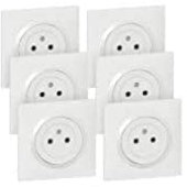 LEGRAND - Prise Electrique Murale 16A avec Terre dooxie Surface + Plaque Carrée - Prise 2P + T Affleurante avec Fond Rétractable - Fabriqué En France - Blanc - Lot de 6