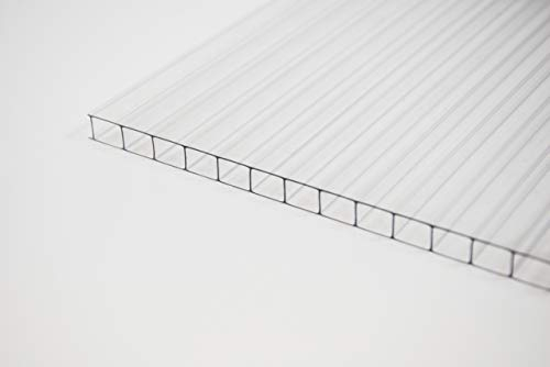 Stegplatte 8mm aus Polycarbonat, 8mm stark, klar, Steg 2 Fach, 8-10 2100mm x 4500mm (B x T)