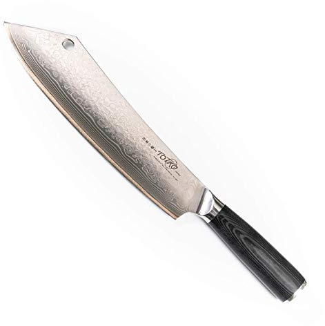 Totiko Japan Knives Cuchillo de cocina japonés profesional ideal para carne, barbacoa, CIMITARRA SPECIAL DAMASCATO MUSASHI HOJA 24 CM - 10 INCH