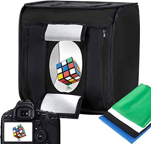 LTRINGYS Photo Studio Light Box 24''x24'' with LED Lights, Collapsible Photography Photo Background Shooting Tents with 4 Photo Backdrops(Black, White, Blue,Green) 5500K US Plug