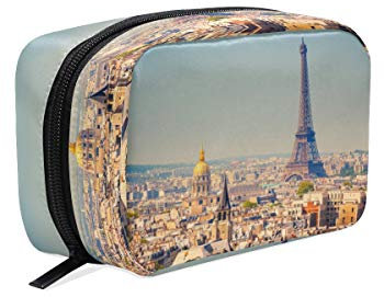 BKEOY Trousse de maquillage Tour Eiffel Paris Paysage Sac de cosmétique Pochette à fermeture éclair Trousse de maquillage Trousse de toilette Organisateur