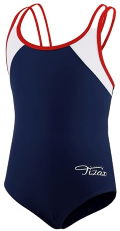 TIZAX Maillot de Bain Une pièce pour Fille avec Bretelles Multiples croisées dans Le Dos UPF 50+ à séchage Rapide Bleu Marin 7-8 Ans