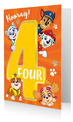 Danilo Promotions PA077 Offizielle Paw Patrol Geburtstagskarte zum 4. Geburtstag, mehrfarbig