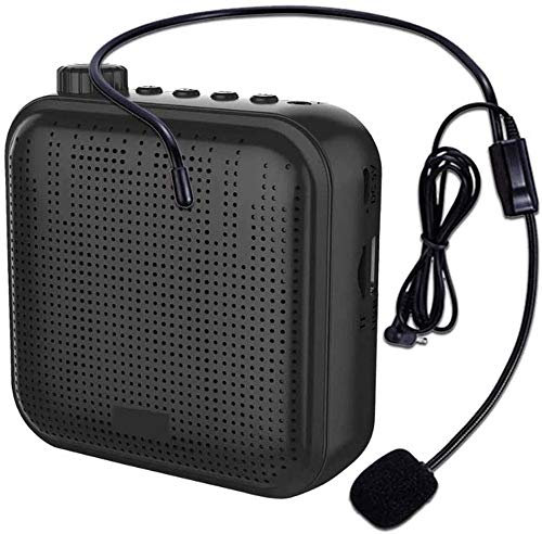 SMSOM Amplificateur Vocal avec Microphone Filaire Casque, 12W Echo sonore Mini système de sonorisation Portable Voix Amplification, 2400mAh Rechargeable Haut-Parleur Micro for Les Enseignants/Classe