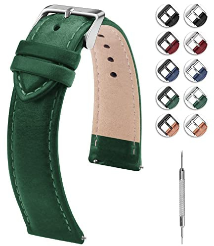 Fullmosa Bracelet de Montre en Cuir véritable pour Homme et Femme, Boucle Réglable, bracelet de remplacement avec femoir en acier inoxydable