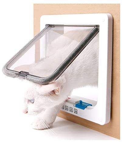 Haustierklappe Haustür Wandmontierte Flip-Katzen-Tür, 4-Wege-Sperrkunststoff-Haustiertür for Katzen Und Hunde, (Size : 23.5X25X5.3cm)