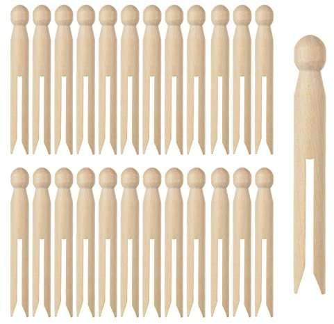 LOLYSIC Lot de 100 pinces à linge en bois naturel de 11 cm pour corde à linge, pinces à linge vintage en bois pour corde à linge, vêtements, loisirs créatifs